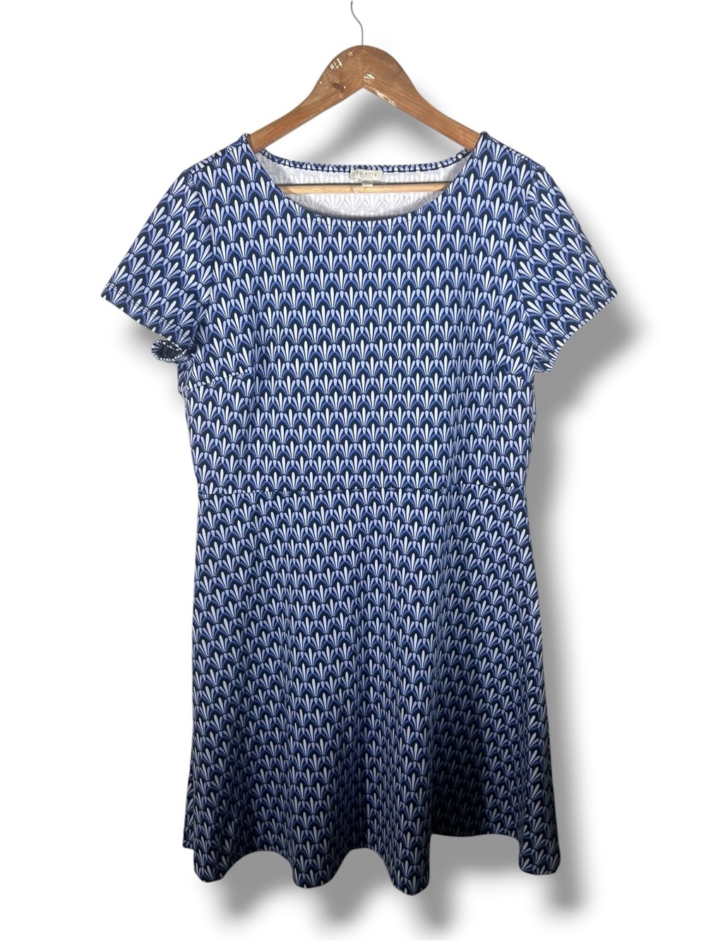 Women’s Talbots Blue Patterned Short Sleeve Fit and Flare Mini Dress Size 16 P